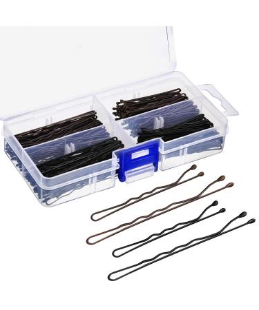 200 Pieces Bobby Pins Hair Styling Pins Assorted Size Hair Pins with Clear Storage Box  Black and Brown