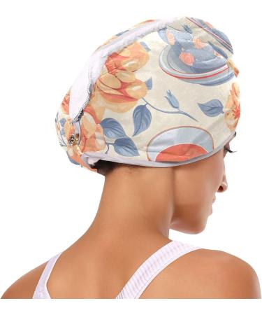 Orange Flower Cups Hair Towel 2 Pack - Super Absorbent Quick Dry Turbans for Women & Girls - Buy Online on GoSupps.com