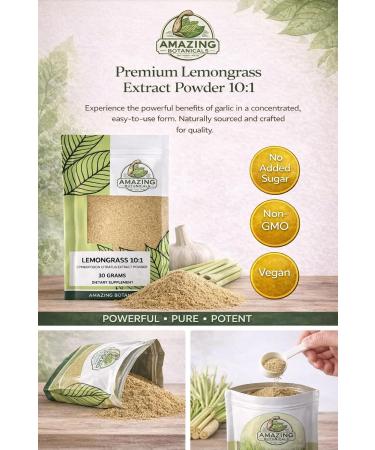 Amazing Botanicals Premium Lemongrass Extract Powder 10:1 | Cymbopogon Citratus | Vegan Non-GMO No Added Sugar 30 Grams - Buy Online on GoSupps.com