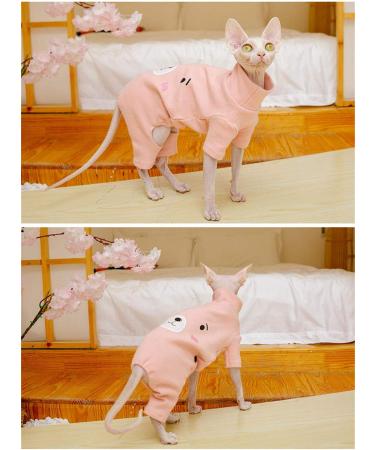 TENGTUD Hairless Cat Clothes Pet Warm Clothes for Sphynx Cat Pure Cotton Four Feet -XS_pink - Buy Online on GoSupps.com