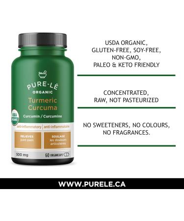 USDA Organic Turmeric (Curcumin) 60 Organicaps - Organic Anti-inflammatory Joint Health Support Supplement - Works Better than tablets Liquids or Teas - All Natural Plant Extract with No Side Effects - Ultra Premium Supplement - No Binders Nothing Artific - Buy Online on GoSupps.com