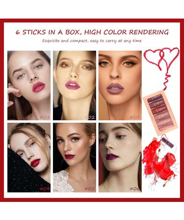 Matte Lipstick Set - Waterproof, Long-Lasting, Intense Pigments - 6 Colors Lip Makeup Kit - Beauty Gift for Women - Buy Online on GoSupps.com