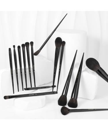Docolor Makeup Brushes 15 Pieces Professional Makeup Brushes Set Premium Synthetic Hair Kabuki Face Blush Eyeshadow Eyeliner Foundation Powder Cosmetic Make Up Brushes Kit Black Obsidian Series Black-15 Pieces - Buy Online on GoSupps.com