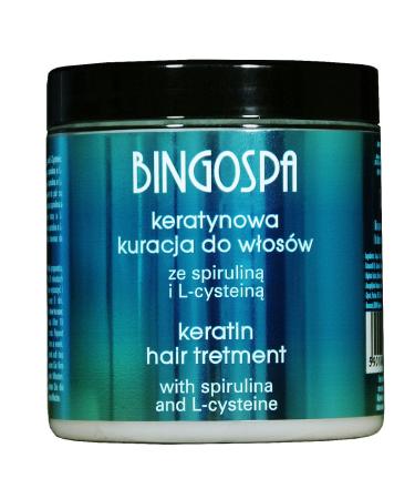 Keratin Hair Treatment for Brittle Hair, Damaged Hair and Split Ends with Spirulina and L-Cysteine ??- 250g BINGOSPA