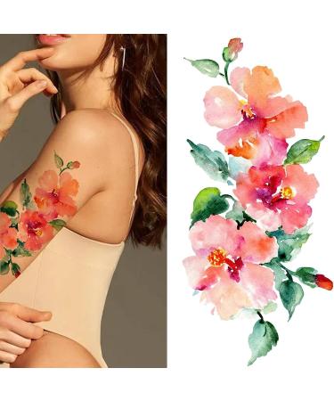 Quichic 180 Watercolor Flower Temporary Tattoos - Big and Lasting Designs for Women - Buy Online on GoSupps.com