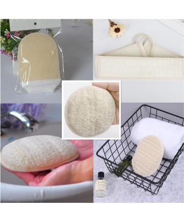 ENLAYER 6 Pack Natural Loofah Exfoliating Back Scrubber and Pad Set - Deep Cleaning Shower Sponge for Face and Body - Buy Online on GoSupps.com