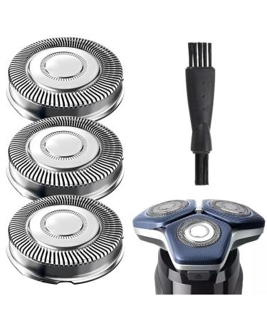 3 pieces SH71/52 Compatible With Philips Series 7000 Razor Replacement heads with cleaning brush wet dry Razor accessories compatible with Philips Series 7000 (S7XXX)/S6600/S6800