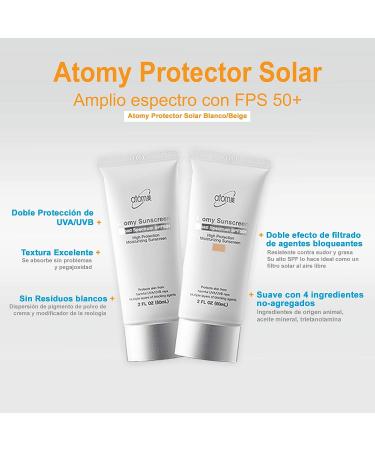 Atomy Cream Sun Pa Sunscreen SPF50 Uv Beige White 60ml SPF Skin Care 50 Bb Block - Buy Online on GoSupps.com