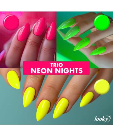 Looky 3-in-1 Gel Nail Polish 3 Pack Neon Nights #379 Mol cule #373 Quark #885 Medusa Combined Base Color Top Coat Salon Quality Manicure at Home DIY Easy Application Nail Lacquer Enamel Quick UV LED Curing Long Lasting Color 3 x 15ml (Neon Nights #379 Mol - Buy Online on GoSupps.com