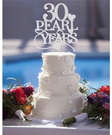 30 Pearl Years Cake Topper - Happy 30th Anniversary Wedding Cake Topper Silver 30 Pearl Years Anniversary Party Decorations 30 Pearl Years-silver - Buy Online on GoSupps.com