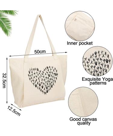 Yoga Mat Canvas Tote Bag with Mat Carrier Pocket - Yoga Mat Carrier Shoulder Bag for Women & Men - Pilates, Gym, Travel, Beach - Buy Online on GoSupps.com