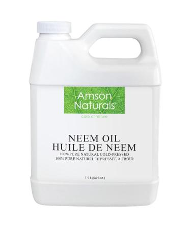 Neem Oil 1900 ml / 64 oz - 100% Pure & Natural Cold pressed Multipurpose uses DIY recipes Amson Naturals. 1.9 l (Pack of 1)