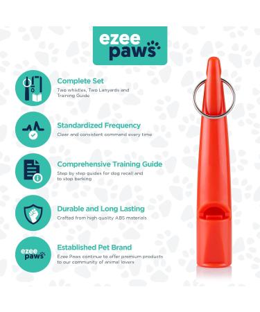 Ezee Paws 2 Pack of Dog Whistles for Recall with Lanyards and Dog Training Guide to Stop Dog Barking Dog Training Whistle - Buy Online on GoSupps.com