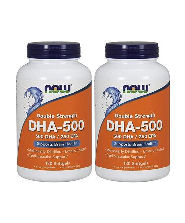 Now Foods DHA-500, 180 Softgels - 2 Pack