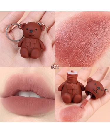 2 in 1 Bear Lipstick Mist Matte Velvet Lipstick Waterproof Long Lasting Lip Gloss (2 Pack) - Cute Bear Makeup Set - Buy Online on GoSupps.com
