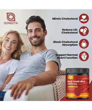 Red Yeast Rice 2,000mg with CoQ10 Gummies - Max Strength Extract Red Yeast Rice Supplement with CoQ10 200 Plus Citrus Bergamot - Natural Cholesterol Support,Vegan, Non-GMO, Gluten-Free 60 Counts - Buy Online on GoSupps.com