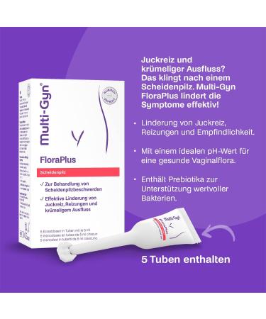 Multi-Gyn FloraPlus Intimate Cream - 5ml Treatment for Vaginal Infections (Candidiasis) - Immediate Relief for Itching & Irritation - 5 Single Dose Tubes with Prebiotika - Buy Online on GoSupps.com