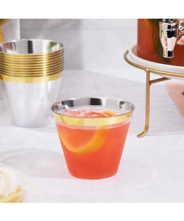 Gold Plastic Cups 9 oz - 100 Count | Disposable Wine & Cocktail Glasses - Bulk Wedding & Party Tumblers - Buy Online on GoSupps.com