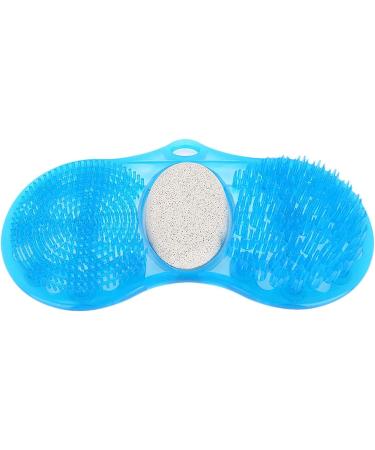 Blue Silicone Shower Foot Scrubber Massager with Pumice Stone - Exfoliating Bath Mat for Foot Massage and Cleaning - Buy Online on GoSupps.com