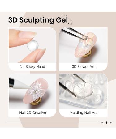  SUPWEE 3D Sculpting Gel Clear Solid Nail Gel 3D Modeling Gel with Nail Brush and Silicone Mold DIY Salon/Home Use 15g - Buy Online on GoSupps.com