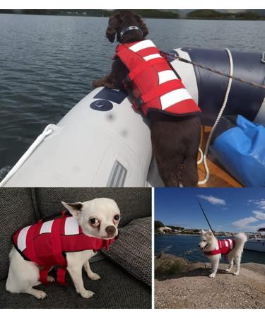 Dog Life Jacket with Reflective Stripes Adjustable High with Strong Rescue Handle Dog Life Vest for Swimming and Boating (Red M (Chest Girth: 20.9"-25.6")) M (Chest Girth: 20.9"-25.6") Red - Buy Online on GoSupps.com