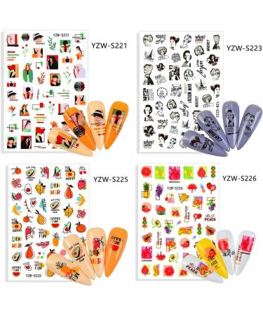 8 Sheets Strawberry Banana Leaf Orange Nail Stickers Summer Fruit Adhesive Decals Manicure Decor - Buy Online on GoSupps.com