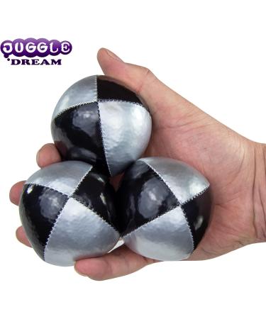Juggle Dream 3x Pro Thud Juggling Balls Set - Professional Silver/Black Balls with Free Online Learning Video for Beginners & Experts - Buy Online on GoSupps.com