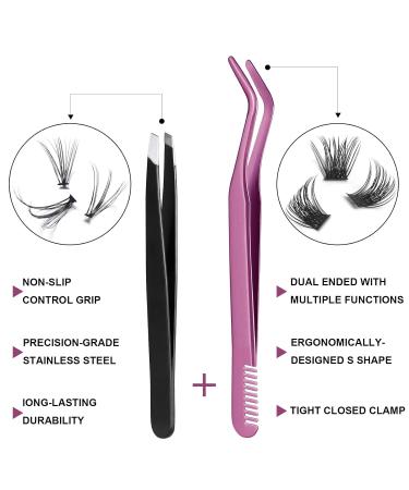 Premium Eyelash Applicator Tool Set - 1 Eyelash Applicator + 1 Eyebrow Tweezers for DIY Extensions - Perfect for Clusters - International Shipping - Buy Online on GoSupps.com