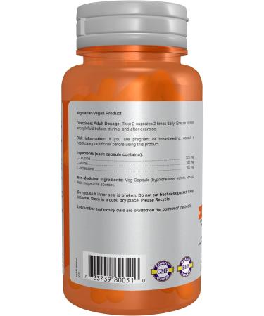 NOW Sports Nutrition Branched Chain Amino Acids With Leucine Isoleucine and Valine 60 Veg Capsules - Buy Online on GoSupps.com
