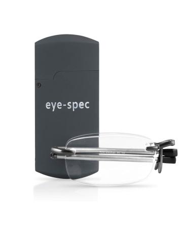 Eye-Spec |Smart compact frameless foldable reading glasses with bag case in 7 striking colors - ultra -light foldable design +1.75 graphite