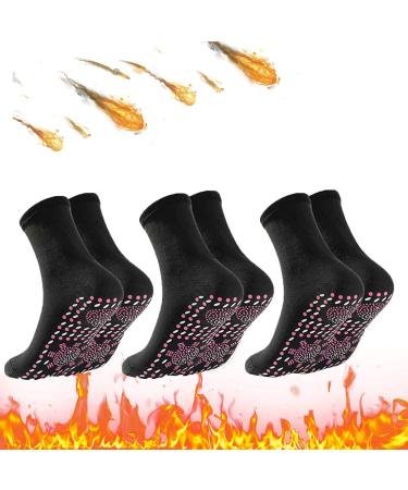 Afiz Tourmaline Slimming Health Sock Magnetic Self-Heating Socks Foot Massage Thermotherapeutic Sock (Black 3PCS)