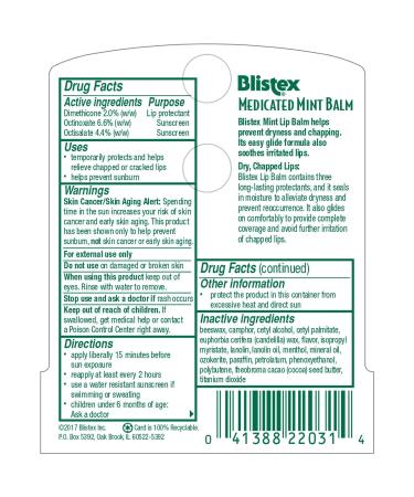 Blistex Medicated Mint Balm SPF 15 0.15 oz - Pack of 5 | Soothing Lip Care - Buy Online on GoSupps.com