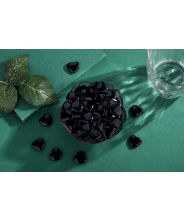 XIANNVXI 20 Pcs Black Obsidian Crystal Heart Stones - Natural Black Tourmaline Healing Gemstones for Energy Balancing | Reiki Palm Stones for Meditation - Buy Online on GoSupps.com