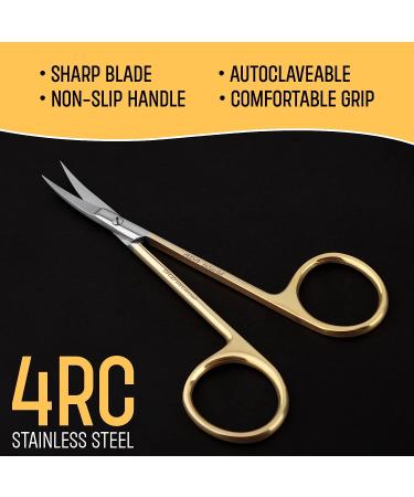 Nail Manicure Scissors 4.5 Gold Handle for Women - Beard, Mustache, Ear, Facial Hair, Eyebrows, Eyelashes (Adasesgld003) - Buy Online on GoSupps.com
