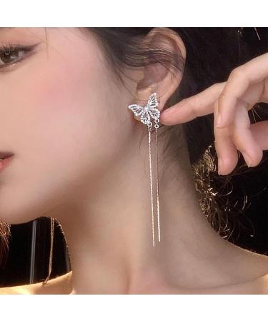 Shop W WEILIRIAN Bohemian Butterfly Tassel Chain Earrings - Vintage Long Drop & Stud Style Jewelry for Women - Perfect Gifts - Buy Online on GoSupps.com
