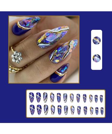 Nail art pieces glazed amber pattern ins style wearable nails almond nail pieces finished products light luxury style hot girl nail art pieces fake nail patches 1 count (Pack of 1) - Buy Online on GoSupps.com