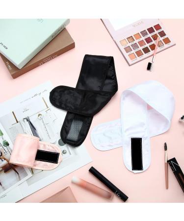 Satin Spa Headband Set - 6 Pieces | Silk Hair Wrap for Women & Girls | Adjustable Satin Hairband for Sleep, Makeup, Skincare | Pink, Black, White - Buy Online on GoSupps.com