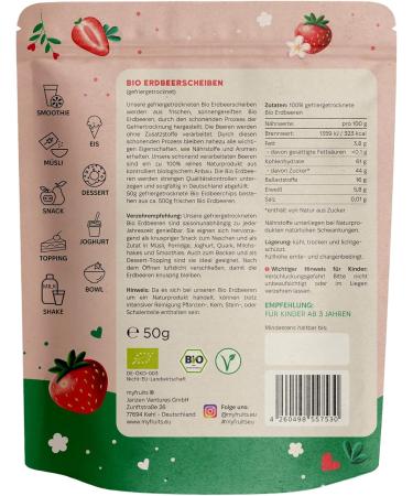  myfruits myfruits Organic Strawberry Chips Freeze Dried Strawberries 50g No Additives 100% Strawberries Cereal or Snack - Buy Online on GoSupps.com