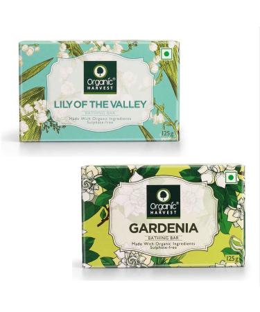 Orga nic Harvest Combo of Lily of The Valley (125gm) & Gardenia (125gm) Bathing Bar for Moisturising & Cleansing Parabens & Sulphate Free