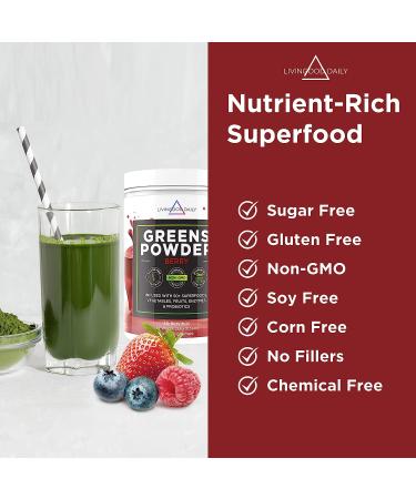 Livingood Daily Greens Berry - Super Greens Powder for Gut Health - 30 Servings - Buy Online on GoSupps.com