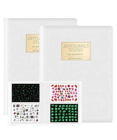 2Pcs Nail Art Sticker Storage Book  HOINCO 160 Slots Nail Sticker Organizer Nail Sticker Binder Collecting Manicure Book Easy Photo Album for Nail Art Sticker Displaying Nail Collecting Equipment