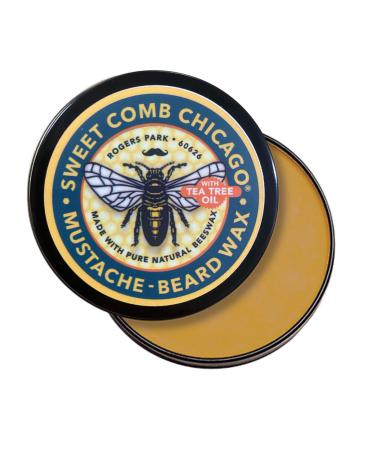 Sweet Comb Chicago Mustache & Beard Styling Wax, Medium Hold for Styling Men's Facial Hair, Great for Handlebar, Zappa, Beards to a Full, Square or even Short Box Style! Now with Tea Tree Oil!