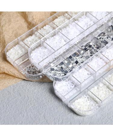 FEIlei 12 Grids Nail Charms Rhinestones Flat Back Diamond Nail Art Crafts Rhinestones - Buy Online on GoSupps.com