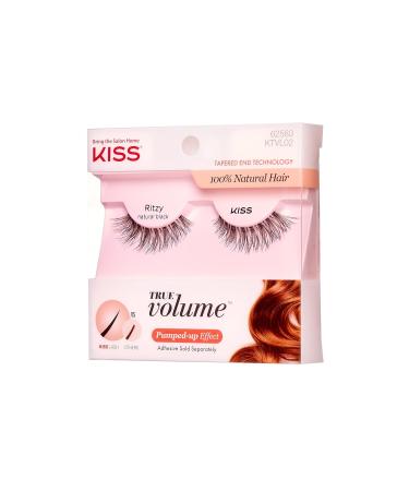 KISS True Volume False Eyelashes - Ritzy 14mm 100% Natural Hair Tapered End Contact Lens Friendly Easy Application Reusable Strip Lashes - Buy Online on GoSupps.com
