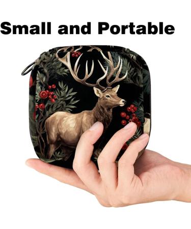 Women's Storage Bands Pocket for Menstrual Cups & Makeup - Large Capacity Organizer - Travel Essential - Christmas Forest Moose Design - Buy Online on GoSupps.com