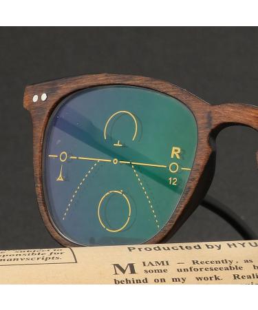 Pakmez Progressive Multifocal Reading Glasses +2.75 | Stylish Photochromic Dual-Use UV Protection for Men & Women - Brown Wood Grain - Buy Online on GoSupps.com