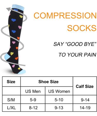 Compression Stockings for Men & Women | 20-30 mmHg for Running Nurses Flight & Pregnancy | Multi-Colored 6 Pairs | Large/XL - Buy Online on GoSupps.com