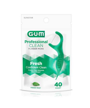 GUM Professional Clean Floss Picks - Extra Strong Shred-Resistant Dental Flossers for Adults - Easy Grip Handle & Fresh Mint Flavor - 240 Count (6 Pack) - International Shipping Available - Buy Online on GoSupps.com