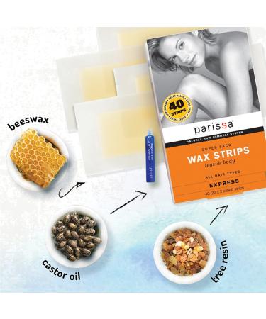 Parissa Hair Removal Wax Strips for Legs & Body - 40 Count with Azulene Oil | Effective Waxing for Bikini, Arms & Underarms - Buy Online on GoSupps.com