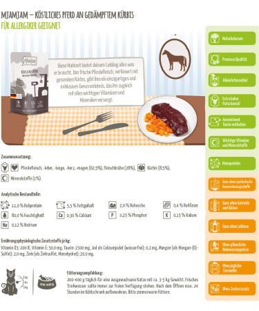 Mjamjam Premium Grain-Free Wet Cat Food - Delicious Horse & Pumpkin 12-Pack (125g) - Extra Meat Squeeze Pack - Buy Online on GoSupps.com